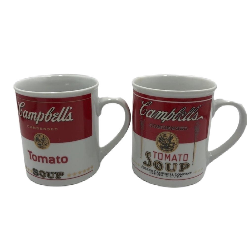 Vtg 1994 Set 2 Campbells Condensed Tomato Soup Ceramic Mugs 125th Anniversary